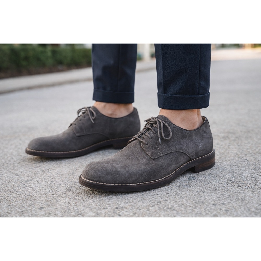 1901 Nordstrom Mens Gray Suede Derby Shoes Lace Up Oxford Size 11.5 M